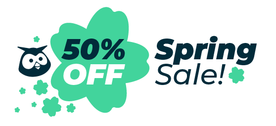 "50% Off, Spring Sale" graphic