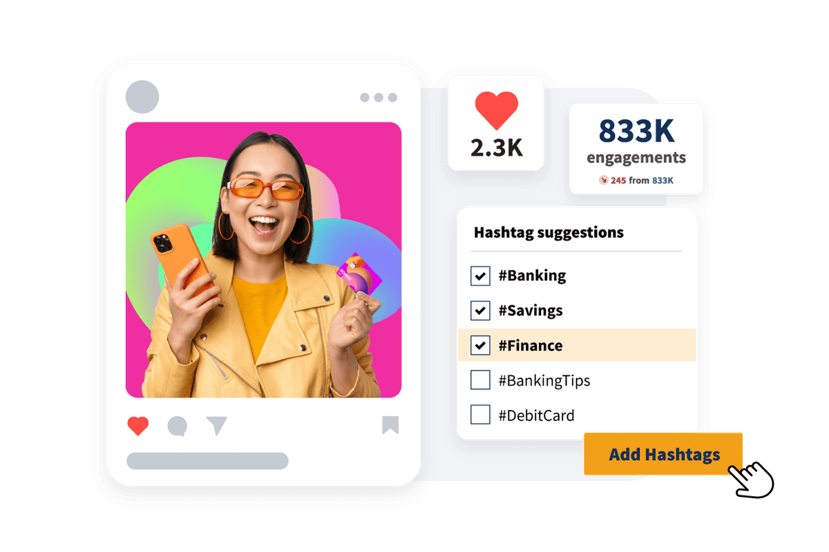 Example of hashtag suggestions.