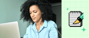 Woman sitting at her desk and working on her laptop