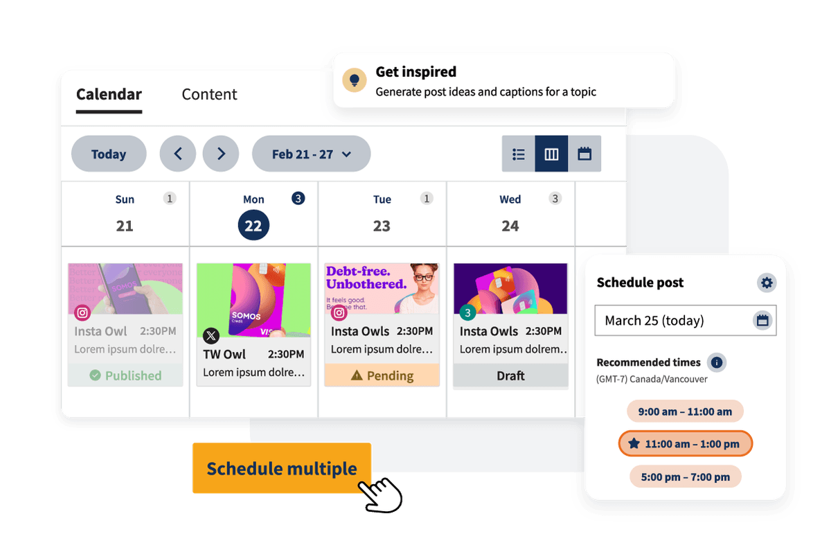 Sample of calendar and scheduling features.