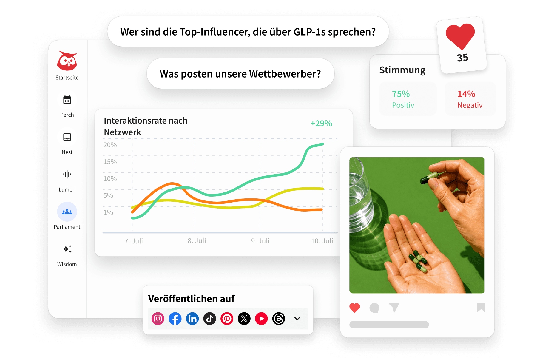 Hootsuite-Produktaufnahme und Mann am Computer
