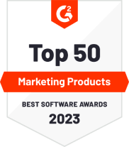 Badge G2 &quot;Top 50 Prodotti di marketing&quot;