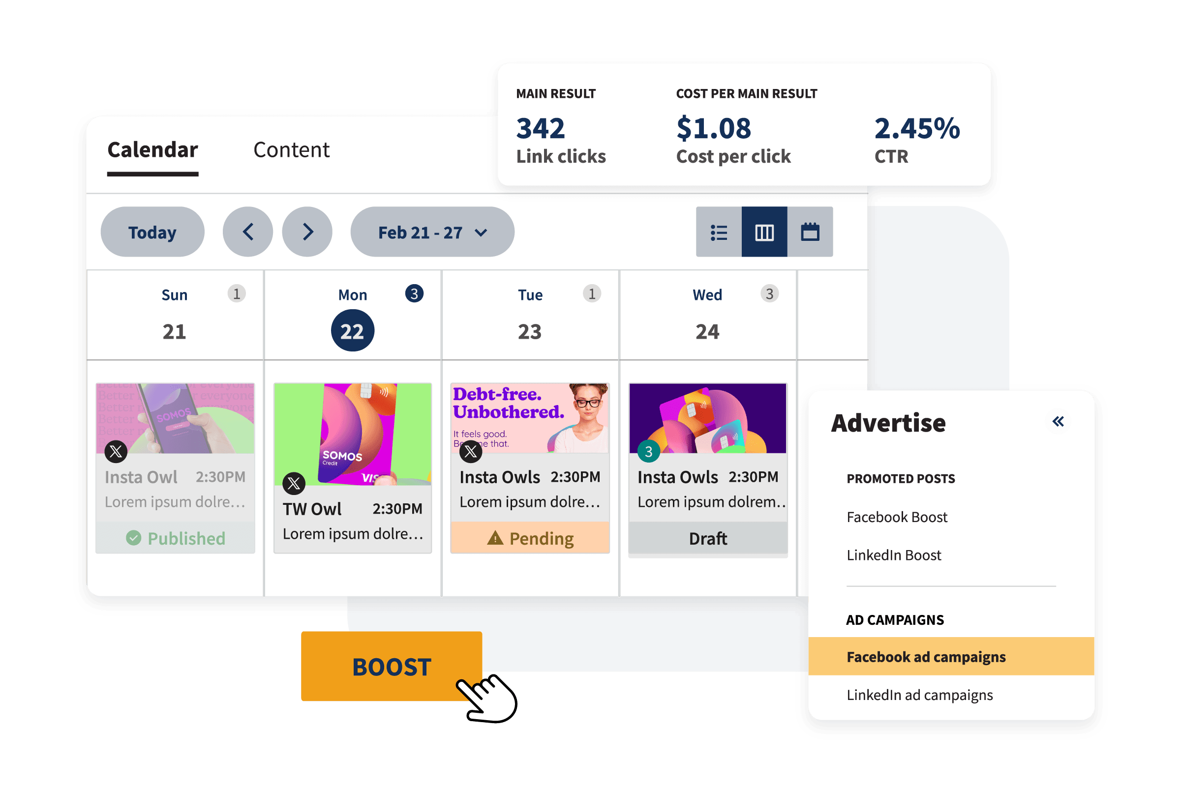 Hootsuite drag-and-drop calendar