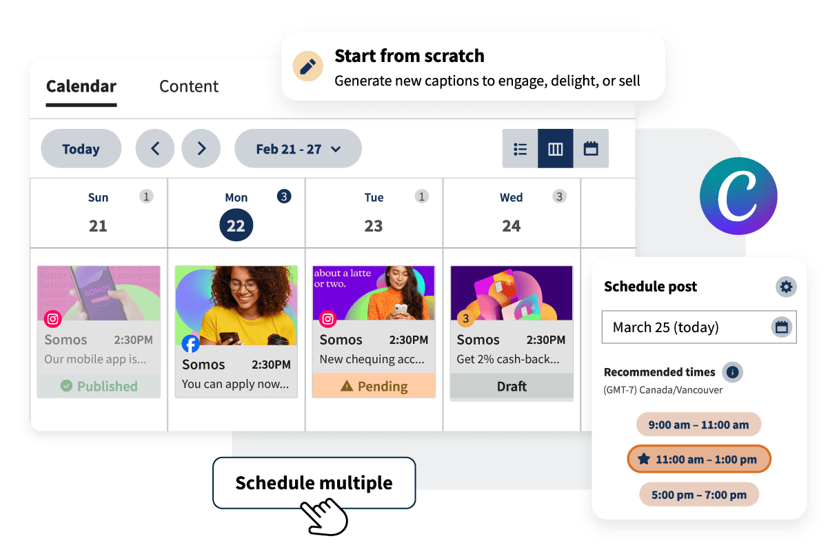 Hootsuite scheduling calendar