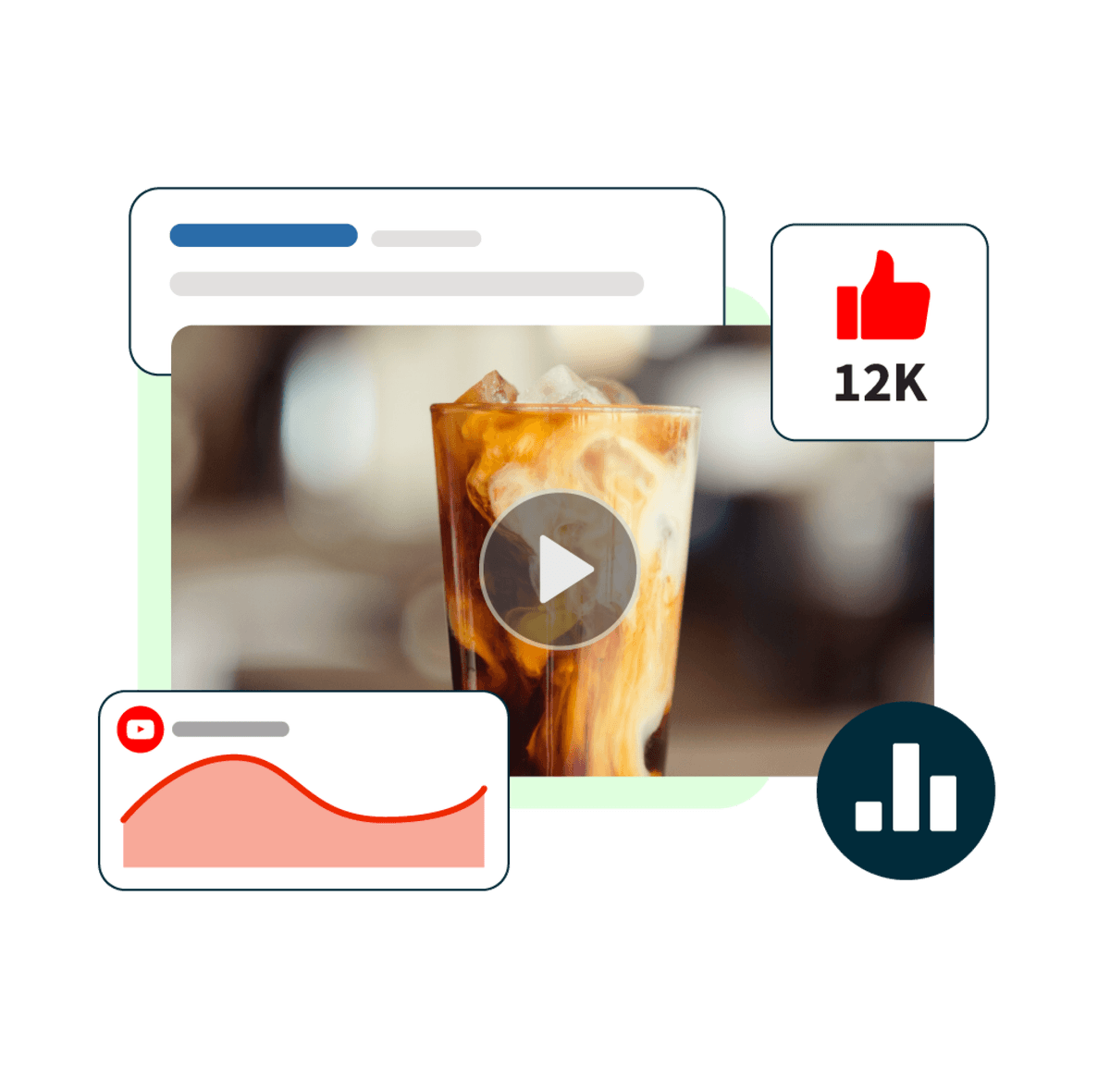 Video-Miniaturbild eines Iced Latte mit Pop-ups von YouTube-Statistiken