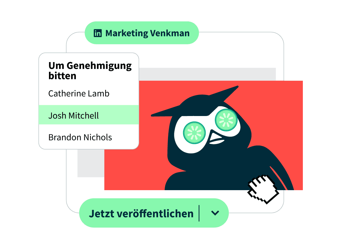 Hootsuite Dashboard, Produktbild zu Genehmigungen durch Kollegen