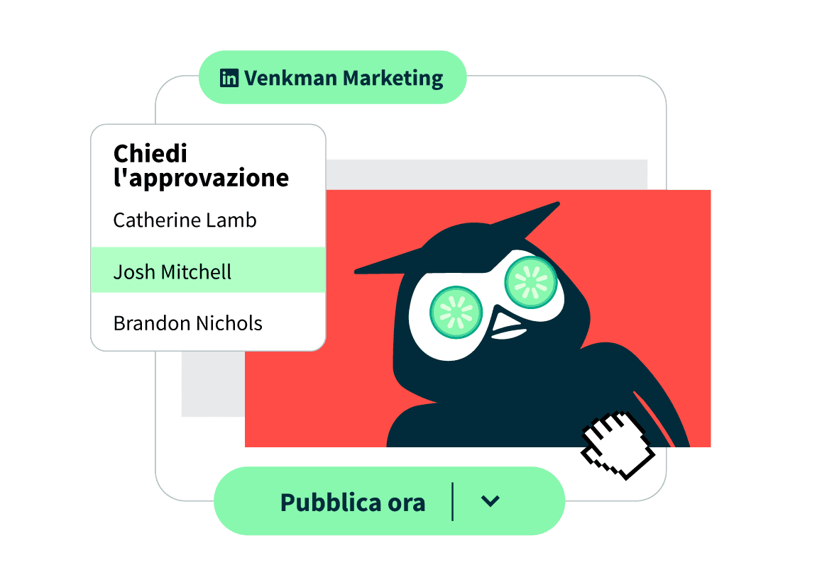 Immagine del prodotto delle approvazioni del colleghi della dashboard di Hootsuite