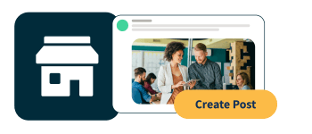 Small and medium business graphic with 'create post' text