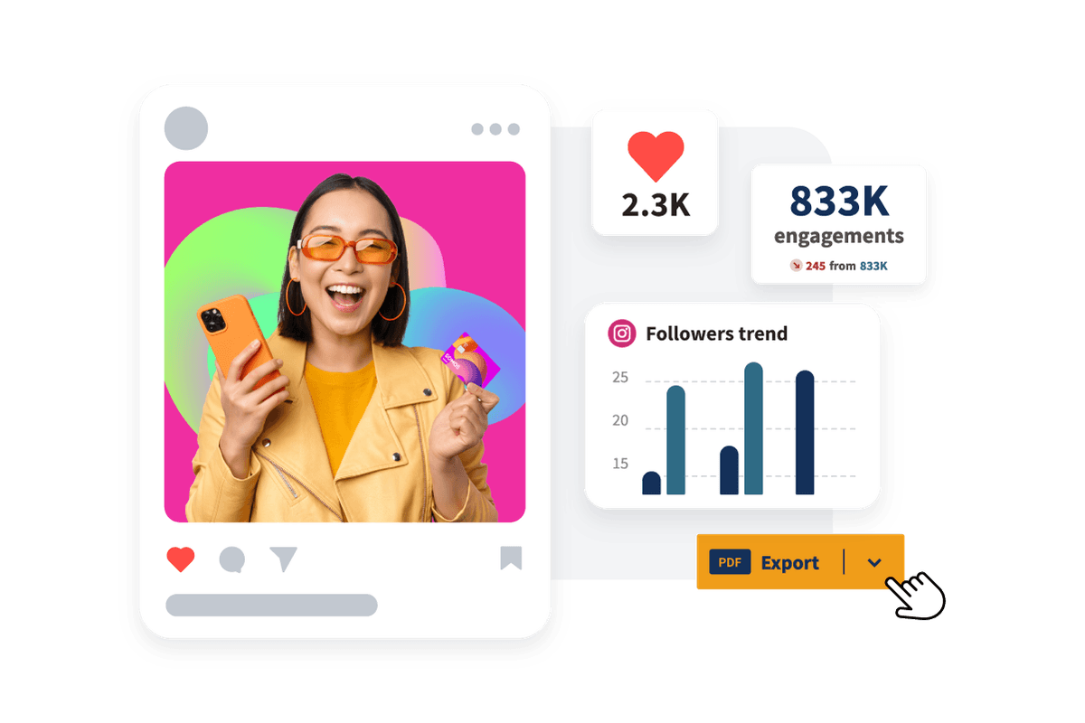 Screenshot of chart indicating "followers trends" and engagement count.