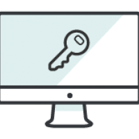 An illustrated computer screen with a key on it