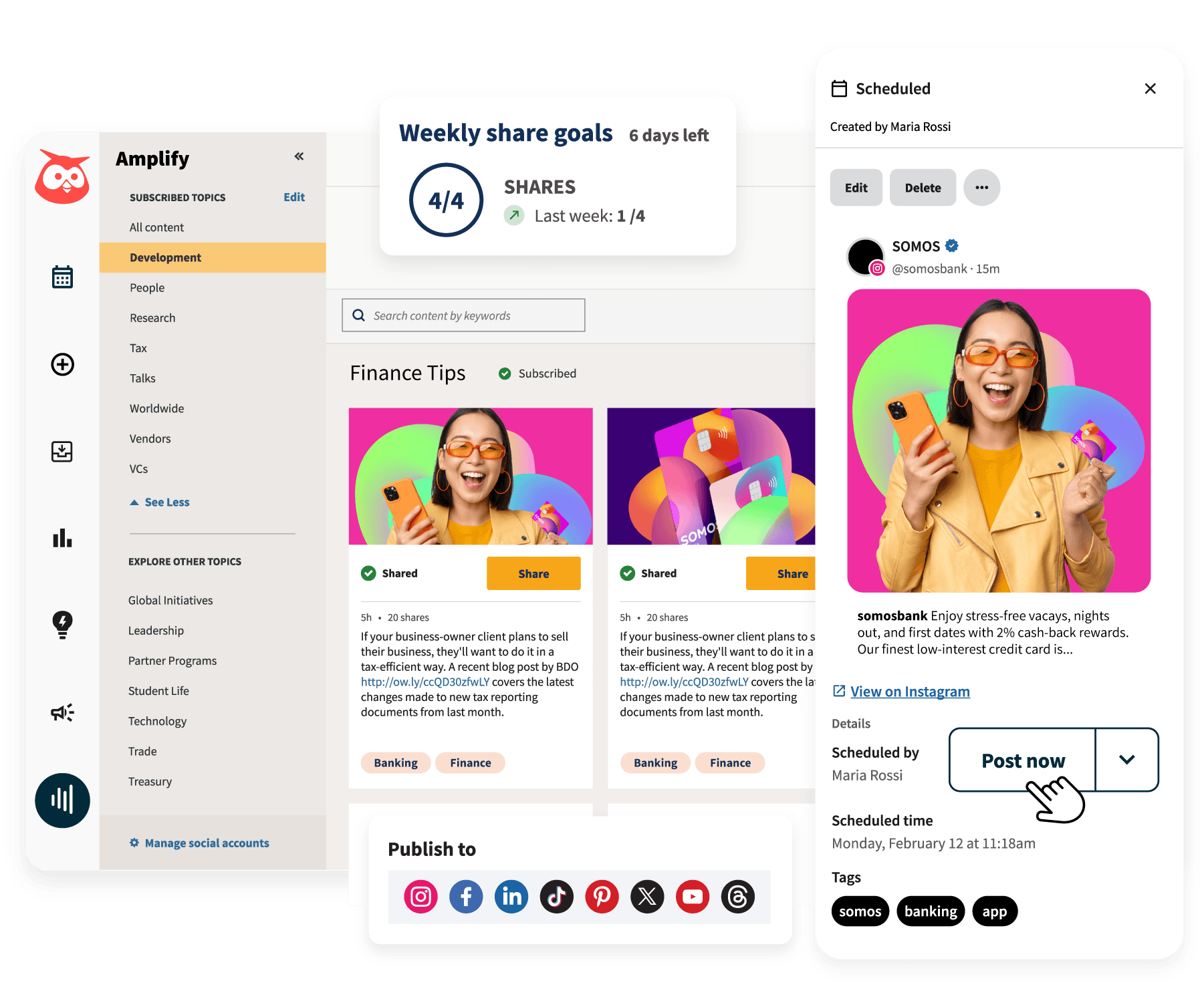 Homem olhando para o celular e fazendo sinal de positivo com o painel de controle do Amplify