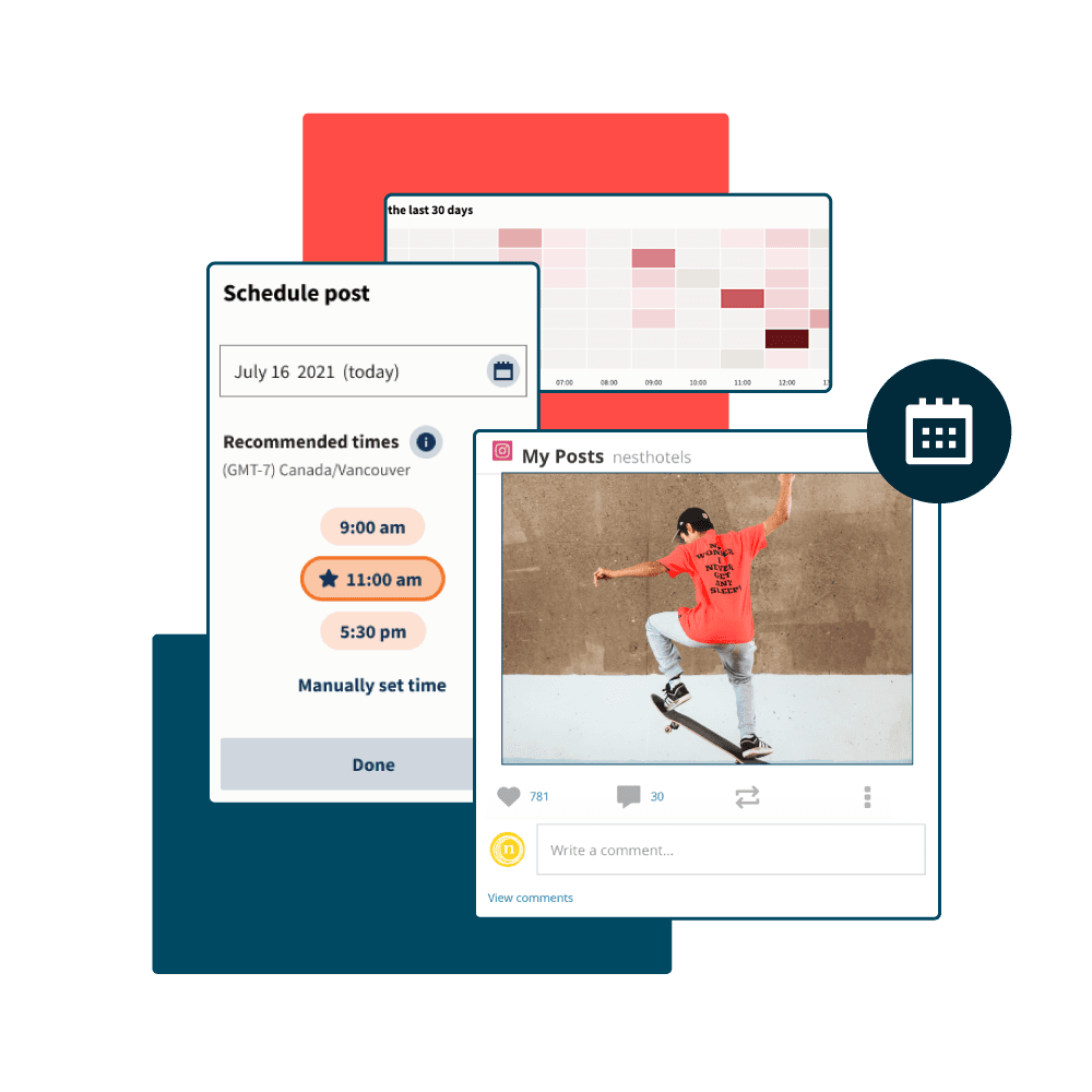 A screenshot of the Hootsuite dashboard with recommended social posts