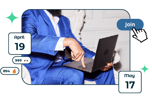 A man sitting at a laptop, pressing down on one button