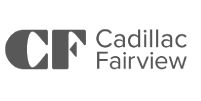 Logotipo da Cadillac Fairview em preto e branco