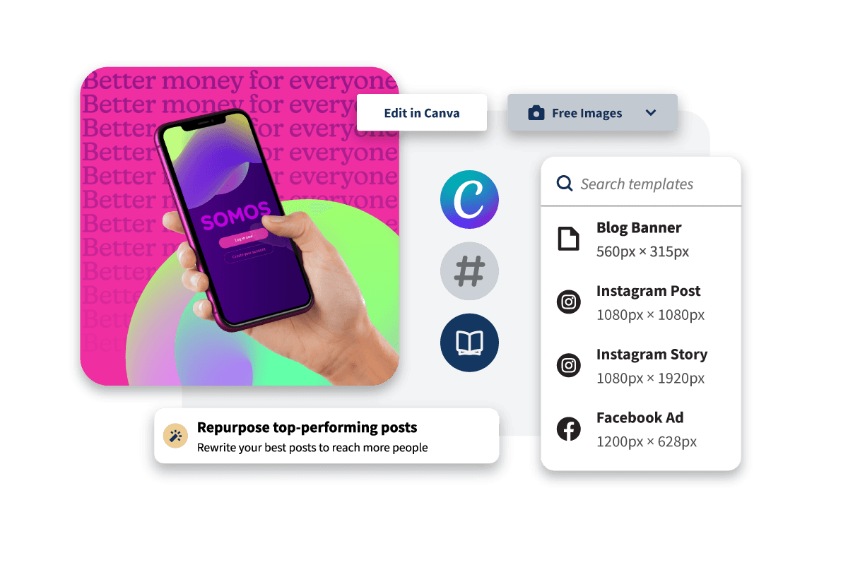 Example of Canva templates for blogs and Instagram use.