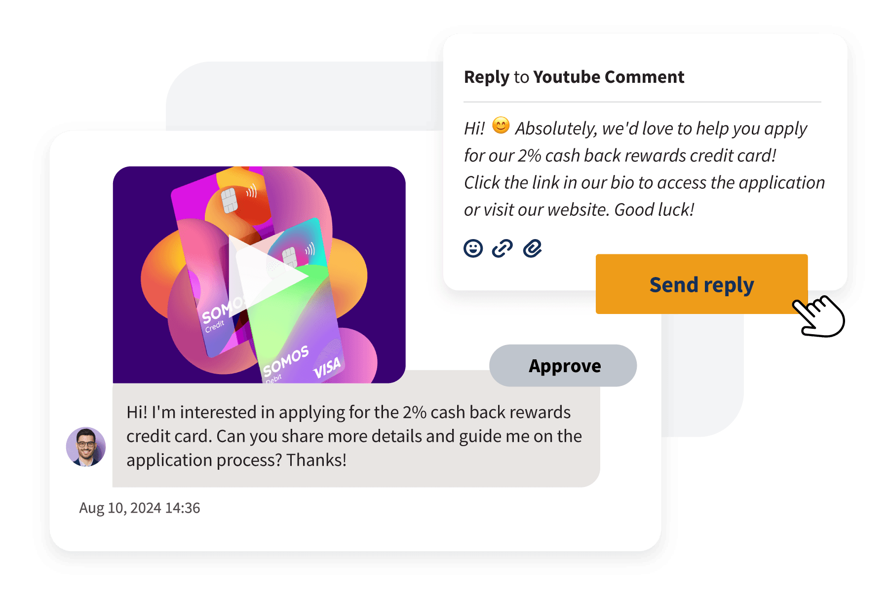 Hoot Suite dashboard image showing the ability to reply to YouTube comment