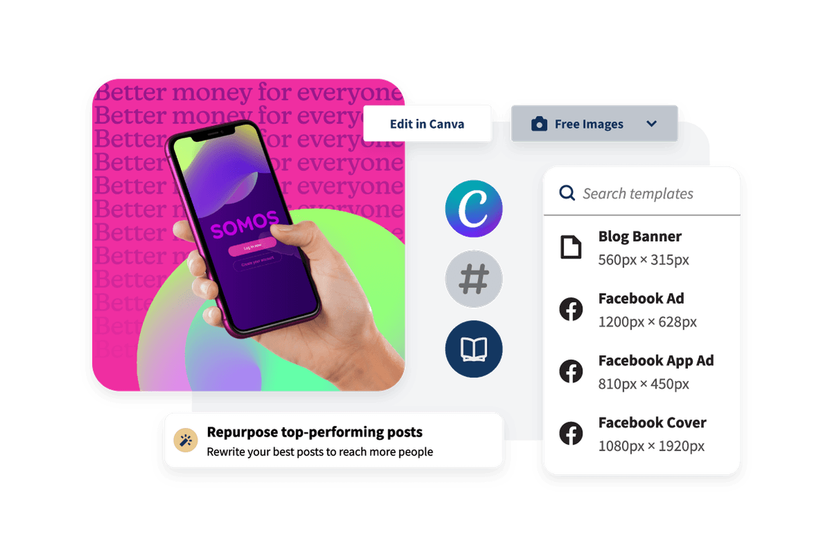 Example of Canva templates for blogs and Facebook use.