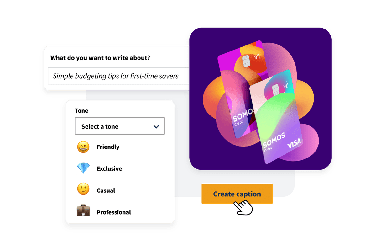 Sampe of AI writer tool, with a drop-down menu indicating the desired tone of generated text.