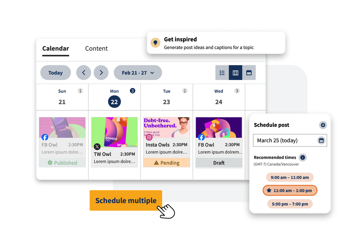 Facebook posting dashboard in Hootsuite