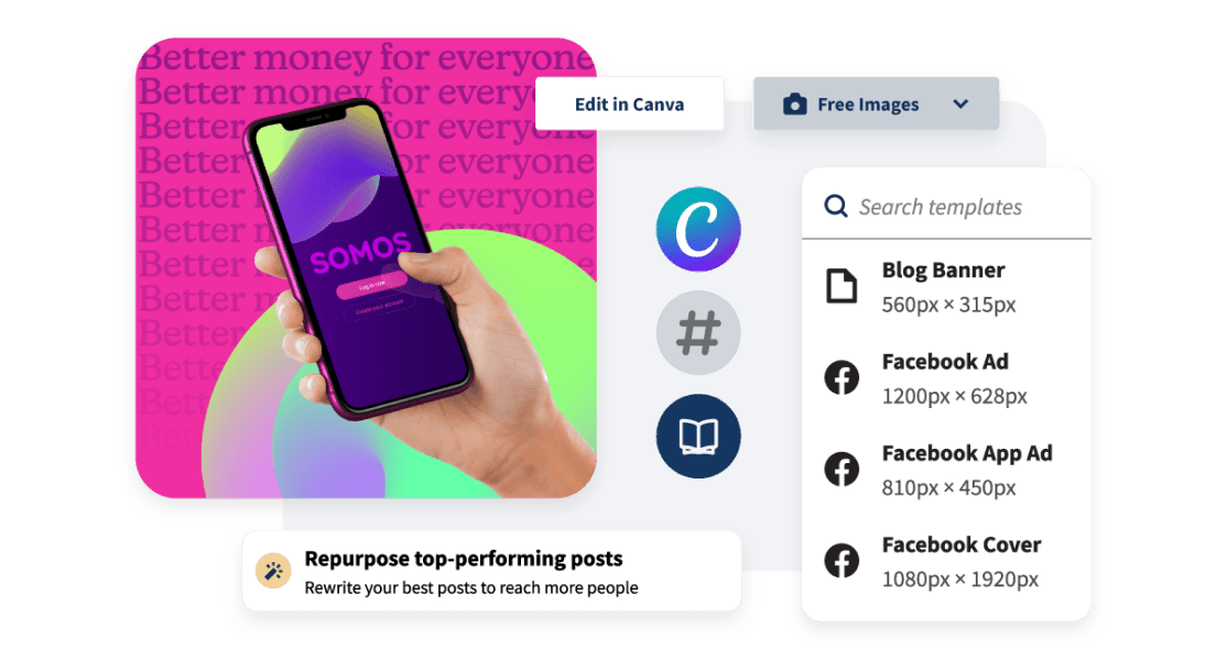 Sample of searching Hootsuite's free image library.