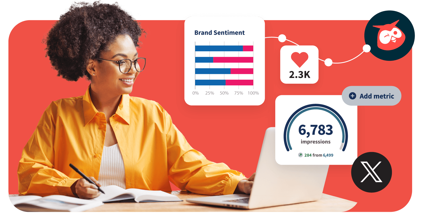 Woman on laptop using Hootsuite