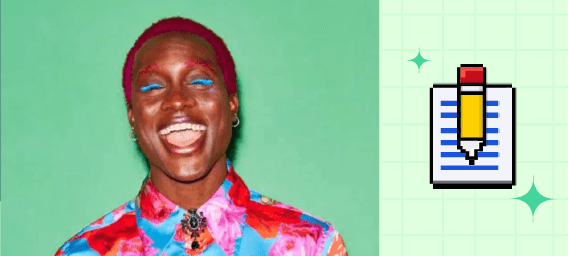 Person smiling and holding their phone in front of them